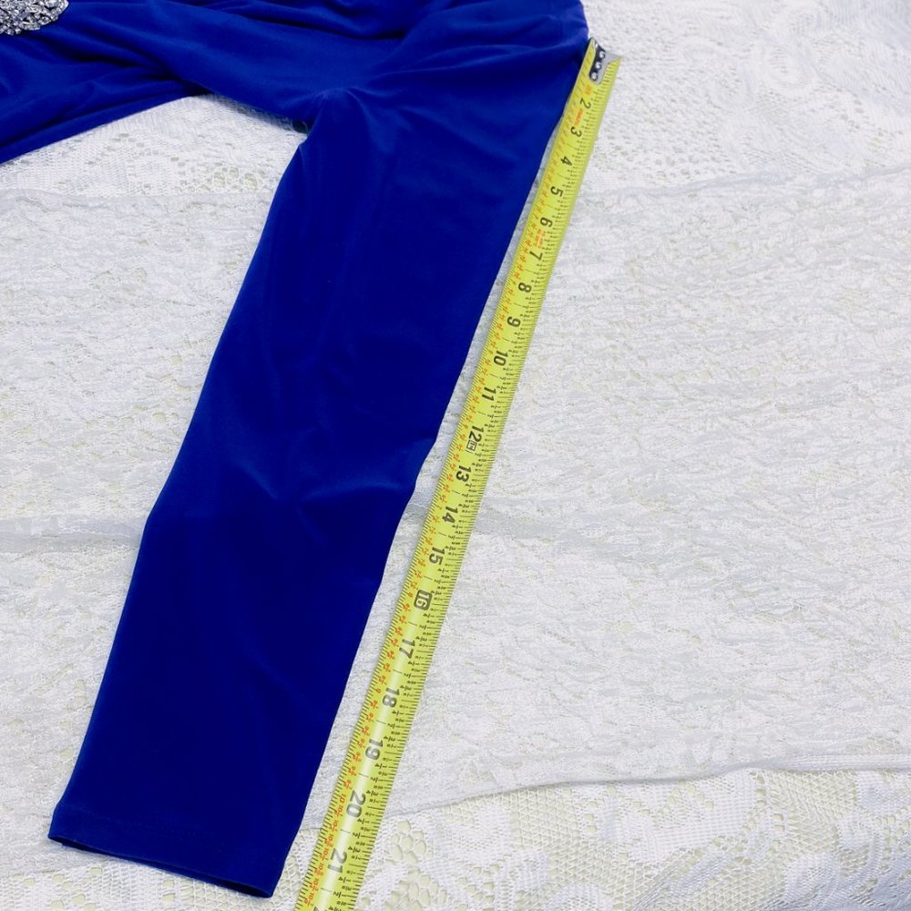 Women's Lauren Ralph Lauren Royal Blue V-neck Jersey Gown Petite Evenings Formal - Picture 12 of 14